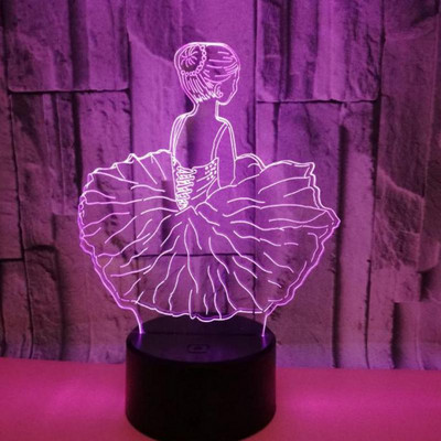 Forró kreatív ajándékok balett 3d kis asztali lámpák nappaliba színes USB 3d kis olvasó éjjeli asztali lámpa