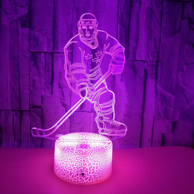 Új jégkorongozó 3d lámpa LED hét színű távirányító 3d asztali lámpa akril sztereó látás asztali lámpák nappaliba