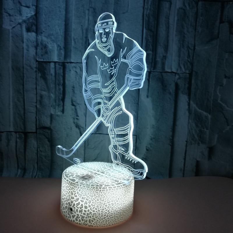 Új jégkorongozó 3d lámpa LED hét színű távirányító 3d asztali lámpa akril sztereó látás asztali lámpák nappaliba