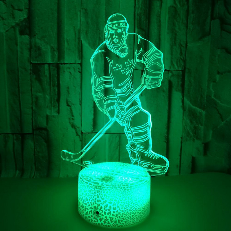 Új jégkorongozó 3d lámpa LED hét színű távirányító 3d asztali lámpa akril sztereó látás asztali lámpák nappaliba