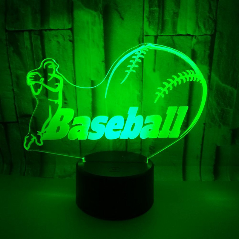 Noi lumini 3d colorate de baseball Acrilic 3d Iluzie Touch, telecomandă Creative Vision Night Light Masă Lampă de birou modernă