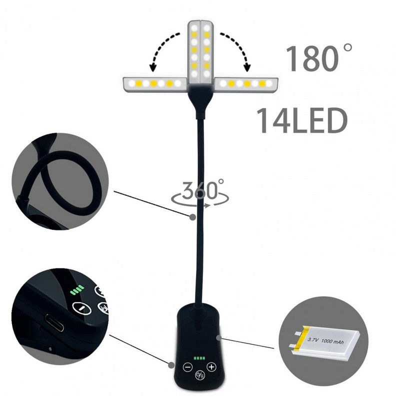 Megbízható C típusú olvasólámpa tanulmányi lámpa, kihúzható olvasólámpa, kompakt csíptetős lámpa, szemvédelem