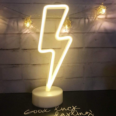 Φωτιστικό LED Νέον Ζεστό Λευκό Τραπέζι Τέχνη Lightning Sign Φώτα Διακόσμηση κρεβατοκάμαρας Διακοσμητικό πάρτι σπιτιού Διακοπές 5v USB/Λειτουργία μπαταρίας