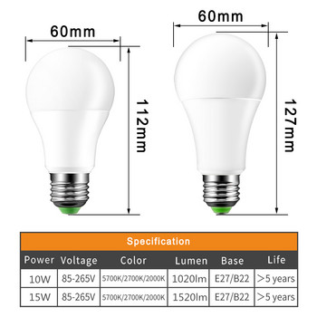 LED сензорна крушка Smart Light E27 B22 220V 110V от здрач до зори 2835 SMD дневна нощна светлина LED сензорна лампа за домашно осветление