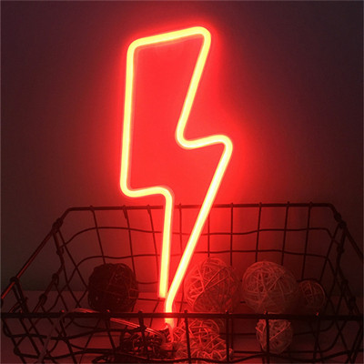 USB elemmel működő színes LED fényreklám villám alakú éjszakai lámpák dekoratív asztali lámpa otthoni bulihoz esküvői karácsonyi ajándék