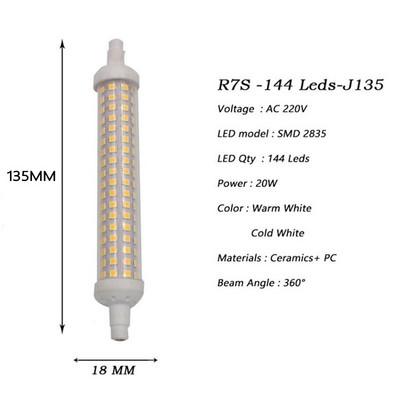 R7S LED 78mm 118mm 135mm izzó 10w 15w 20w SMD 2835 Lampada LED lámpa 220V kukoricalámpa Energiatakarékos Cserélje ki a halogén lámpát