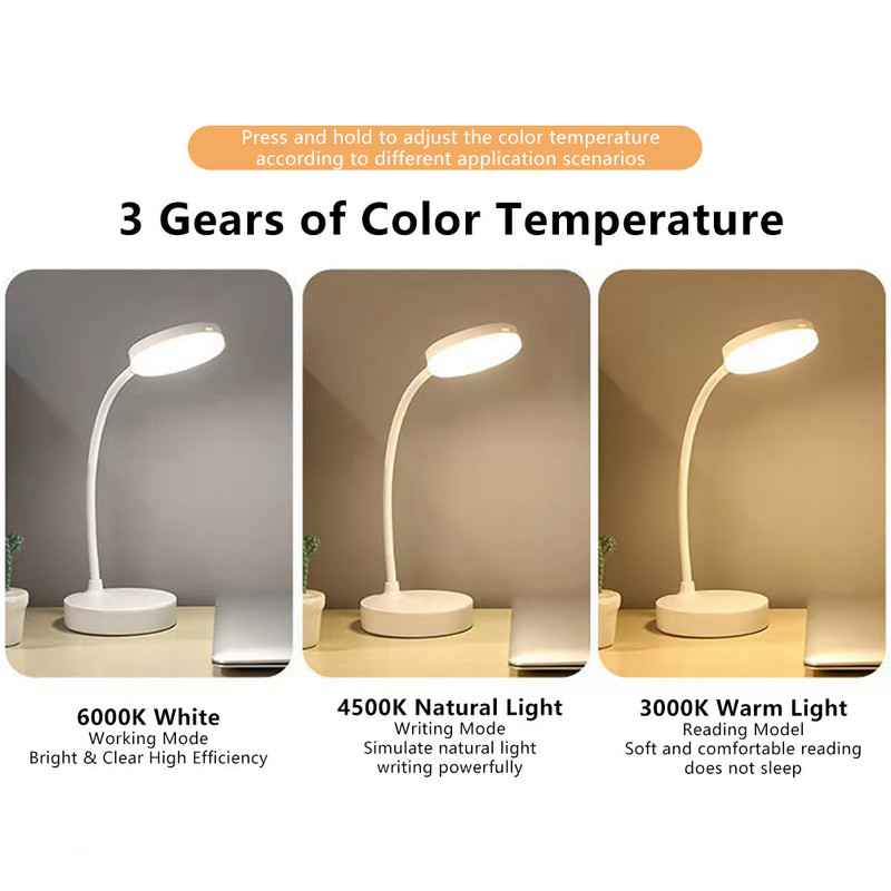 Lampă de masă Protecția ochilor Lumină LED reglabilă la atingere Dormitor pentru studenți Dormitor Lectură Lampă de birou reîncărcabilă prin USB Cadou special