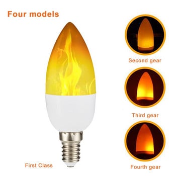 E14/E27 LED Flame Light Bulbs 4 Modes Party LED Flame Effect Light Προσομοίωση Φωτιάς Φώτα Φωτιάς Λαμπτήρας διακόσμησης κήπου Φωτιστικό που τρεμοπαίζει