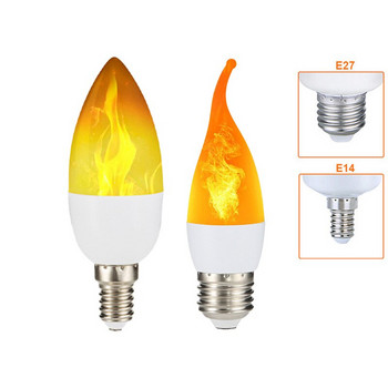 E14/E27 LED Flame Light Bulbs 4 Modes Party LED Flame Effect Light Προσομοίωση Φωτιάς Φώτα Φωτιάς Λαμπτήρας διακόσμησης κήπου Φωτιστικό που τρεμοπαίζει