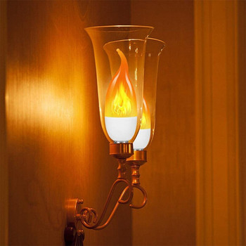 E14/E27 LED Flame Light Bulbs 4 Modes Party LED Flame Effect Light Προσομοίωση Φωτιάς Φώτα Φωτιάς Λαμπτήρας διακόσμησης κήπου Φωτιστικό που τρεμοπαίζει