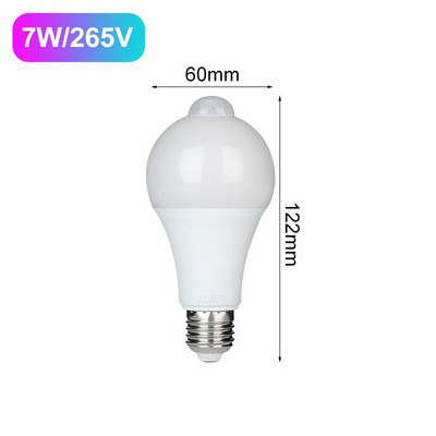 Led judesio jutiklio lemputė Led lempa Pir jutiklio apšvietimas automatiškai įjungiamas / išjungiamas naktinis apšvietimas namų parkavimo apšvietimui 220v 265v 5/7/9/12/15W E27
