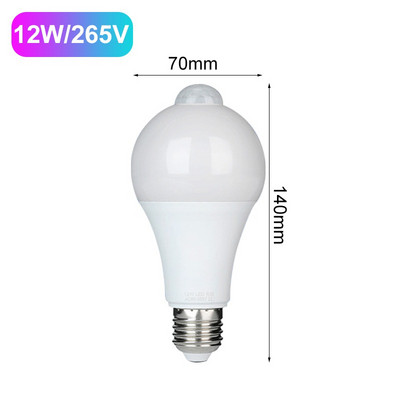 Led judesio jutiklio lemputė Led lempa Pir jutiklio apšvietimas automatiškai įjungiamas / išjungiamas naktinis apšvietimas namų parkavimo apšvietimui 220v 265v 5/7/9/12/15W E27