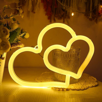 Ρομαντικό σχήμα καρδιάς επιγραφή νέον φωτιστικό τοίχου για γαμήλια κρεβατοκάμαρα Δώρο για την ημέρα του Αγίου Βαλεντίνου Διακόσμηση γενεθλίων γάμου