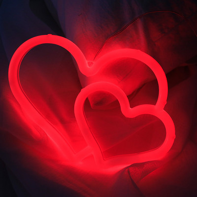 Romantikus szív alakú neonreklám fali lámpa esküvői hálószoba otthoni Valentin-napi ajándék születésnapi esküvői party dekoráció