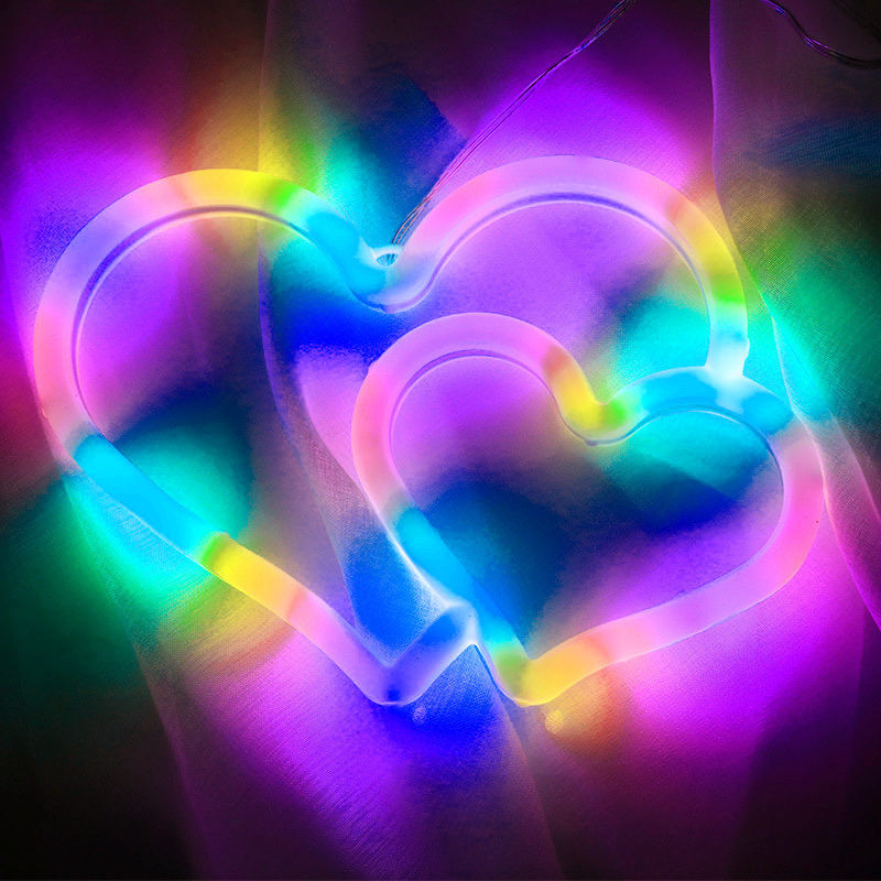 Romantikus szív alakú neonreklám fali lámpa esküvői hálószoba otthoni Valentin-napi ajándék születésnapi esküvői party dekoráció