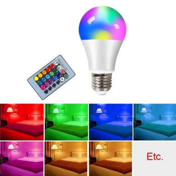 RGB E27 LED лампа Прожекторна крушка AC 85-265V Bombillas LED 4W 10W 15W IR дистанционно управление Led крушка Smart Led RGBW лампа Home Decor