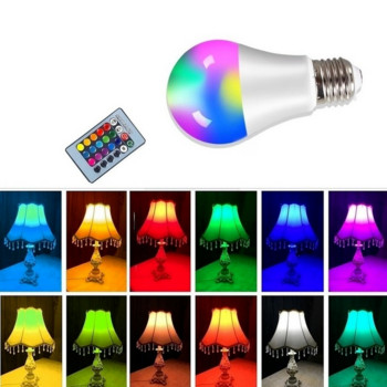 RGB E27 LED лампа Прожекторна крушка AC 85-265V Bombillas LED 4W 10W 15W IR дистанционно управление Led крушка Smart Led RGBW лампа Home Decor