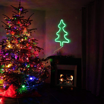 Χριστουγεννιάτικες επιγραφές νέον για χριστουγεννιάτικο δέντρο, επιγραφές νέον LED για διακόσμηση τοίχων, φωτεινή επιγραφή με μπαταρίες ή USB για παιδικό δωμάτιο, μπαρ, Chri