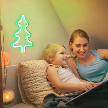 Χριστουγεννιάτικες επιγραφές νέον για χριστουγεννιάτικο δέντρο, επιγραφές νέον LED για διακόσμηση τοίχων, φωτεινή επιγραφή με μπαταρίες ή USB για παιδικό δωμάτιο, μπαρ, Chri