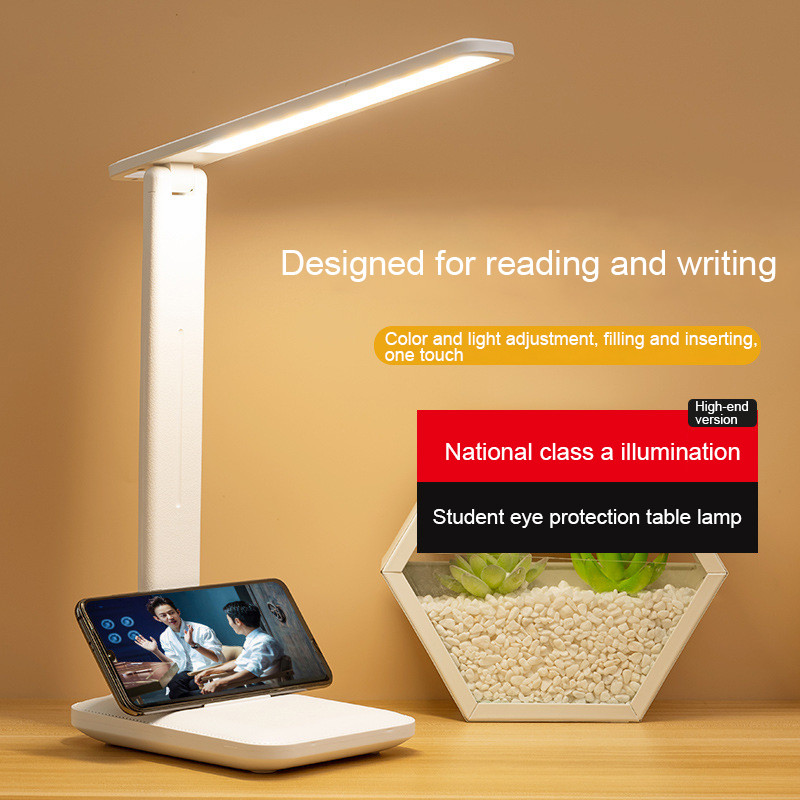 Lampă LED de birou USB, 3 culori, reglabilă, la atingere, pliabilă, lampă de masă pentru lectură, protecția ochilor, lumină de noapte, reîncărcabilă