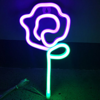 LED роза форма на цвете неонова табела за стая стена парти офис домашен бар декро неонова лампа за тийнейджъри подарък неонова нощна лампа