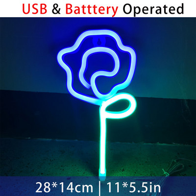 LED rózsa virág formájú neonreklám szoba fali buli irodába otthoni bár Decro neon lámpa tini lányoknak ajándék neon éjszakai fény