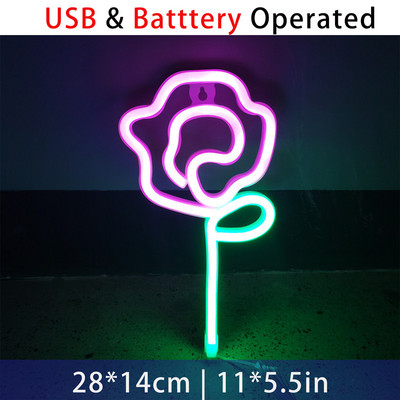 LED rózsa virág formájú neonreklám szoba fali buli irodába otthoni bár Decro neon lámpa tini lányoknak ajándék neon éjszakai fény