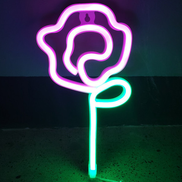 LED rózsa virág formájú neonreklám szoba fali buli irodába otthoni bár Decro neon lámpa tini lányoknak ajándék neon éjszakai fény