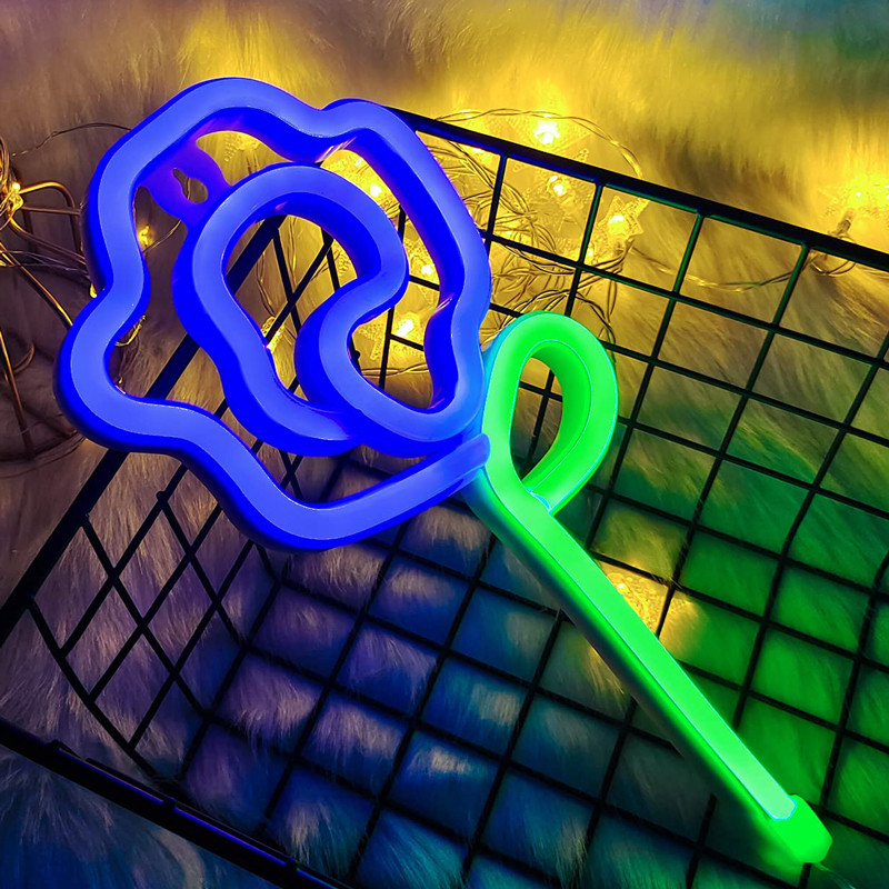 LED rózsa virág formájú neonreklám szoba fali buli irodába otthoni bár Decro neon lámpa tini lányoknak ajándék neon éjszakai fény