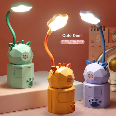 Diákkollégium Rajzfilm Állat Asztali lámpa USB töltés Összecsukható Éjszakai Olvasólámpák Hálószoba Irodák Asztal Fény Led Tanulmányi Iroda