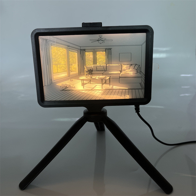 INS stiliaus tapyba LED šviesa su stovu Japonijos anime paveikslėlis prie lovos Kūrybiškas modernus modeliuojamas saulės piešimas, nakties šviesos dovana