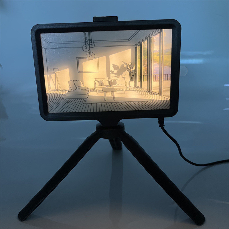 INS stiliaus tapyba LED šviesa su stovu Japonijos anime paveikslėlis prie lovos Kūrybiškas modernus modeliuojamas saulės piešimas, nakties šviesos dovana