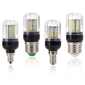 Led lemputė E27 E14 E12 E26 5730 SMD 110V 220V DC 12V 24V 27LED 7W Led žvakių lemputė Kukurūzų lempa liustra energiją taupančios šviesos lempos