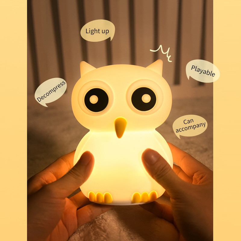Lumină de noapte Creativ Desene animat Bufniță colorată Lumină din silicon Încărcare USB Dormitor Noptieră Lumină atmosferă Lumini decorative pentru birou