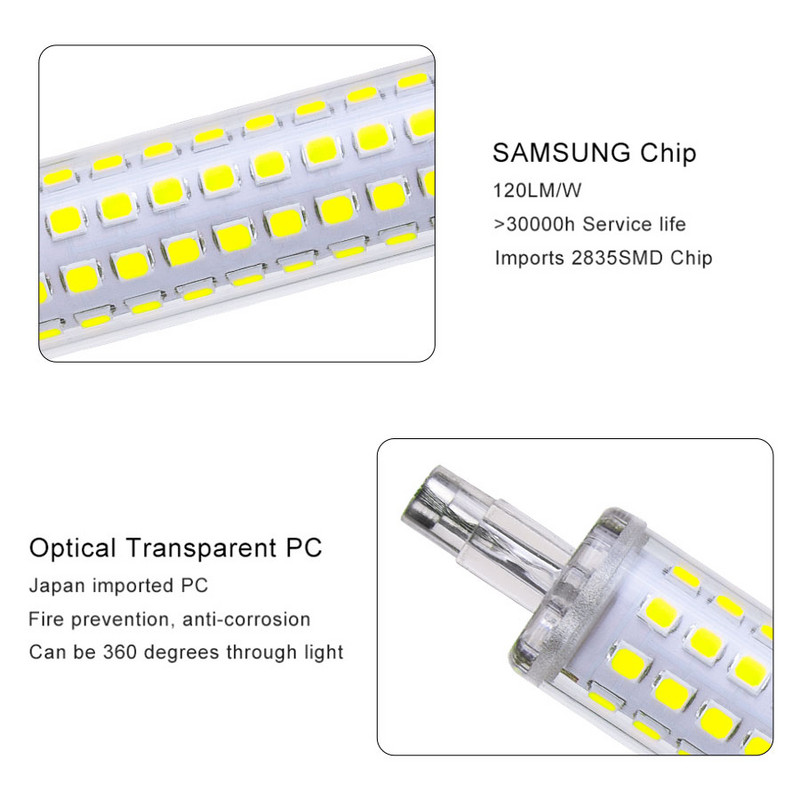 78mm 118mm R7S Led Lamp J78 J118 AC 220V 110V 2835SMD 64 128 LED Prožektors Nomainiet halogēna prožektoru R7S Lamparas Nemirgo