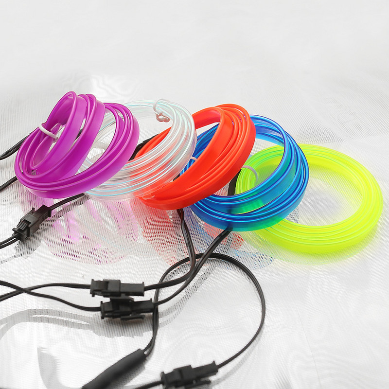 Neoninės šviesos ženklas 3V El viela po automobiliu Lankstus minkšto vamzdelio lyno žibintai RGB neoninės LED juostos korpusas Kalėdų dekoro vakarėlis, atsparus vandeniui