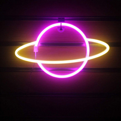 LED neonsko svjetlo, natpis u obliku mjeseca, planeta, neonska svjetiljka 5 V, USB/baterija, kućni ukrasni zidni dekor, noćna svjetla za barove, sobe