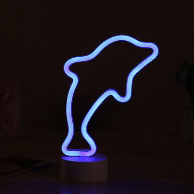 DC 5V LED Neon Reklám Fali dekoráció Állatok Stílus USB / Elemről Működő Éjszakai Fények Lámpák Art Decor Fali Dekoráció Asztali lámpák