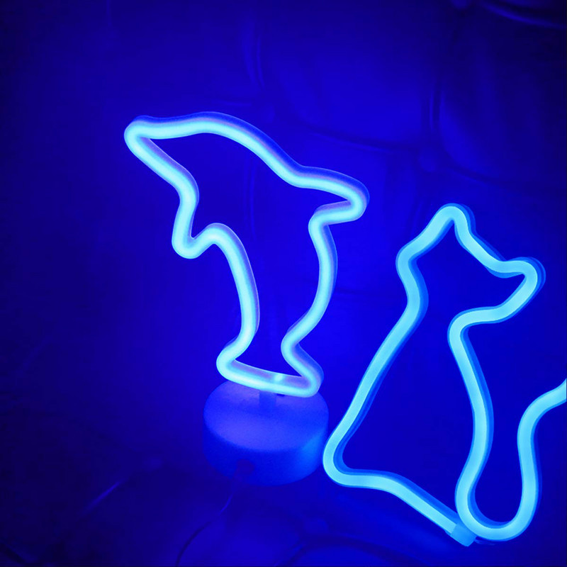 DC 5V LED Neon Reklám Fali dekoráció Állatok Stílus USB / Elemről Működő Éjszakai Fények Lámpák Art Decor Fali Dekoráció Asztali lámpák