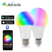 E27 RGBW RGBWW Bluetooth LED spuldzes gaismas 15W 110V 220V Lampada Maināma krāsaina RGB LED lampa ar Bluetooth APP vadību