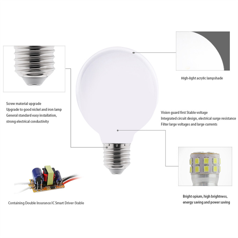 Tejfehér LED lámpa izzó E27 LED 220V 110V lámpák G80 G95 G125 izzó LED lámpa hideg fehér meleg fehér lakberendezési függőlámpa