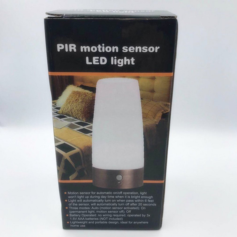 Lampă de masă cu senzor de mișcare, pătrată, fără fir PIR, lumină de noapte, hol, cameră activată, lămpi de iluminat, retro cu LED