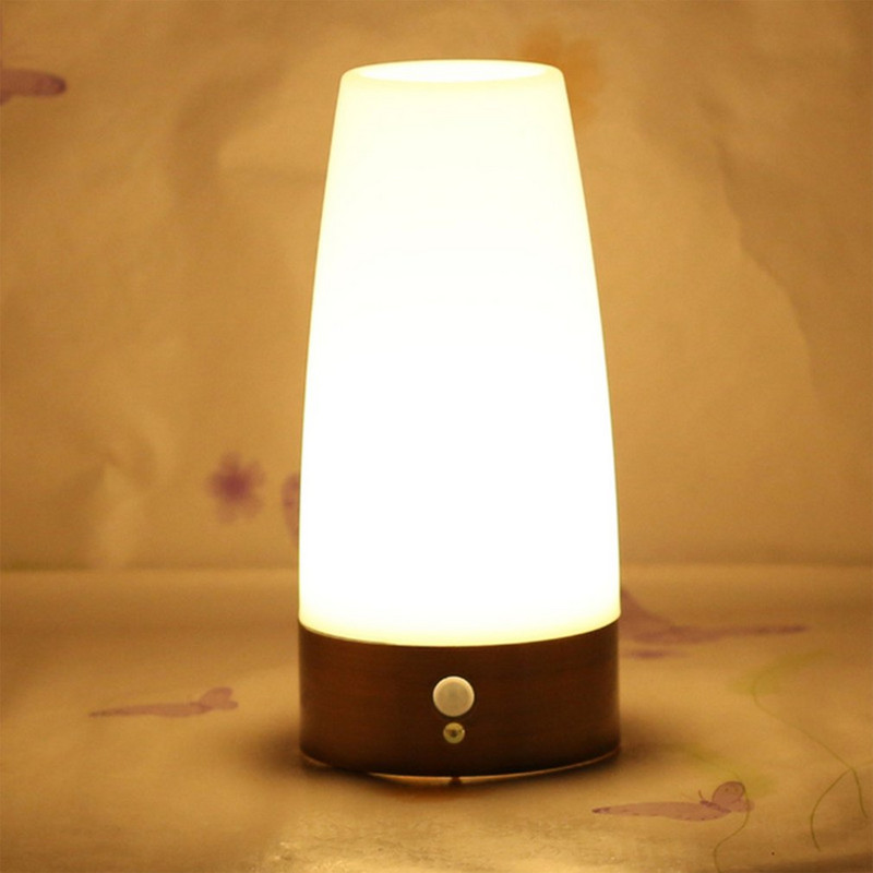Lampă de masă cu senzor de mișcare, pătrată, fără fir PIR, lumină de noapte, hol, cameră activată, lămpi de iluminat, retro cu LED