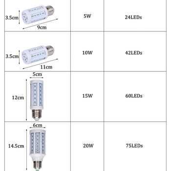 Вътрешно осветление Домашна лампа 5W/10W/15W/20W AC85-265V Точкова лампа E27 Червен/Син/Зелен/Жълт Led царевична крушка Lampada Декоративна светлина