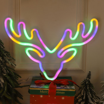 Χριστουγεννιάτικη διακόσμηση LED φωτεινή επιγραφή LED φωτιστικό κεφαλής ελαφιού Χριστουγεννιάτικο καπέλο Elk Tree Snowflake Διακόσμηση Δωματίου Επιτοίχιο Κατάστημα Κρεμάστρα