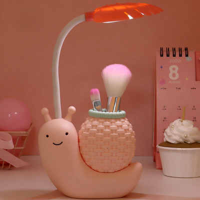 Lampă de birou melc cu LED din desene animate cu suport pentru pix Protecția ochilor pentru copii Dormitor Lumină de noapte Lectură Studiu Decorațiuni pentru casă