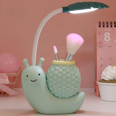 Lampă de birou melc cu LED din desene animate cu suport pentru pix Protecția ochilor pentru copii Dormitor Lumină de noapte Lectură Studiu Decorațiuni pentru casă