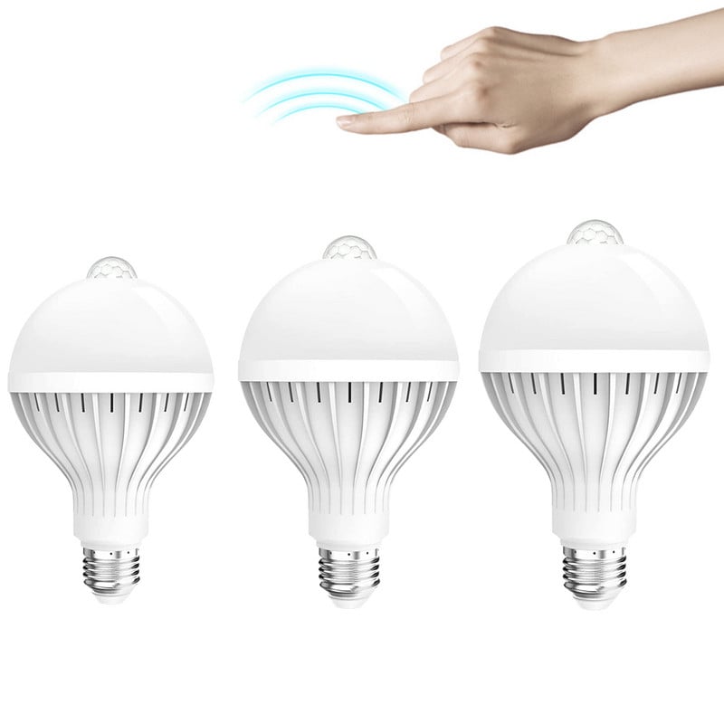 Becuri LED E27 9W 12W 15W 18W Lampă PIR cu senzor de mișcare AC 110V 220V Becuri cu economisire a energiei Auto Smart Infraroșu Corp Lumină de siguranță de noapte