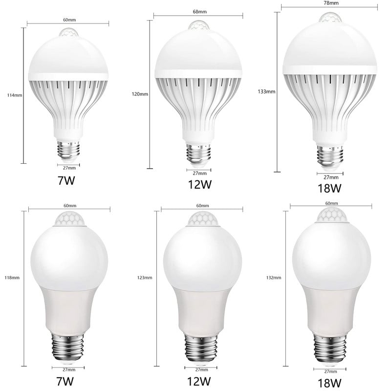 Becuri LED E27 9W 12W 15W 18W Lampă PIR cu senzor de mișcare AC 110V 220V Becuri cu economisire a energiei Auto Smart Infraroșu Corp Lumină de siguranță de noapte
