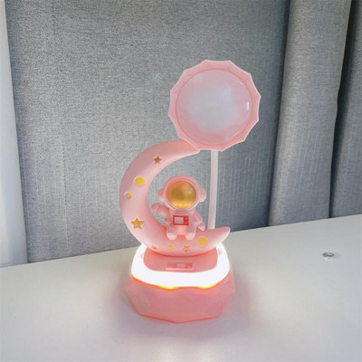 Lampă de masă pentru cabină spațială de astronauți, LED din desene animate pentru student, conectată la două dormitoare de învățare, veioză de noapte, reglare a doua treaptă de viteză